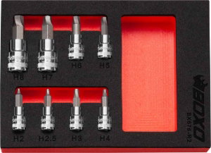 Boxo 1/4" & 3/8" Hex Extractor Bit Socket Set In EVA Foam