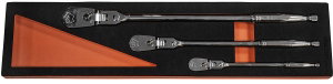 3 Pc 90T Flex-Head Ratchet Set With Lock