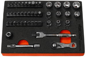 45 Pc 1/4" Dr. 6PT Socket Set 60 Teeth Ratchet