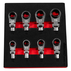 8 Pc 3/8 Dr Flex-Head Reversible Deep Box Ratcheting Wrench