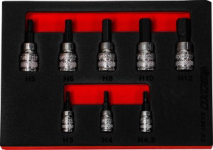 8pcs 1/4" + 3/8" Dr. Hex Magnetic Bit Socket Set