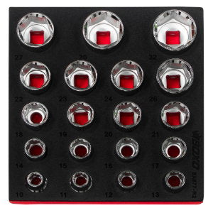 6 PT 1/2" Shallow Socket Set 10 - 32mm In EVA Foam