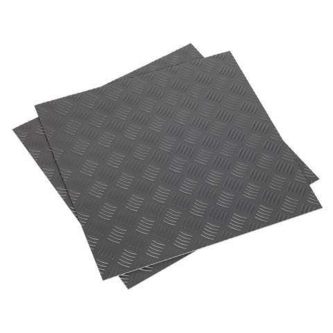 Vinyl Floor Tile with Peel & Stick Backing Silver Treadplate - Pack of 16
