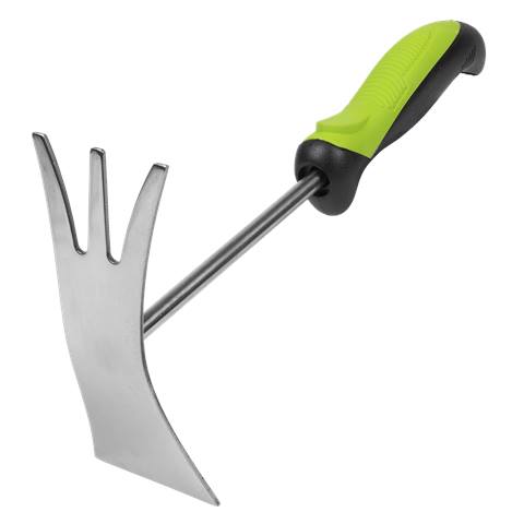 2-In-1 Garden Hand Tool with Soft Grip Handle & Stainless Steel Tines/Blade
