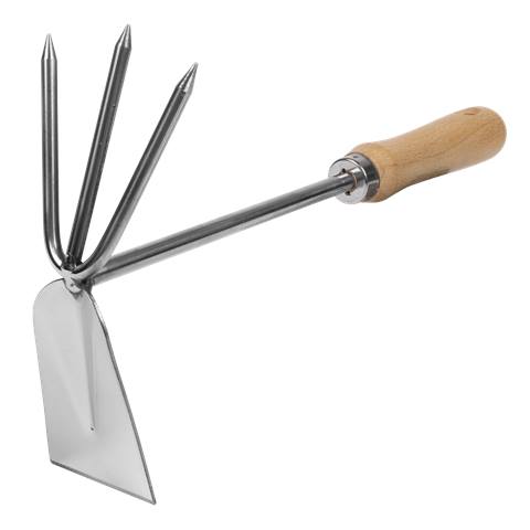Premier 2-in-1 Hoe and Cultivator with Ash Handle & Stainless Steel Tines/Blade