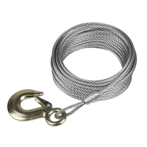 Winch Cable/Wire Rope with Forged Hook 5.1mm x 10m 810kg Breaking Strength