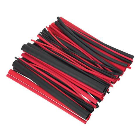 Adhesive Lined Heat Shrink Tubing Assortment 200mm 72pc - Black & Red