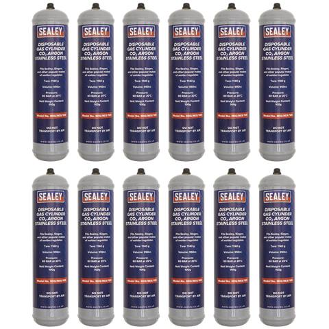 Disposable Carbon Dioxide/Argon Gas Cylinder 100g - Box of 12