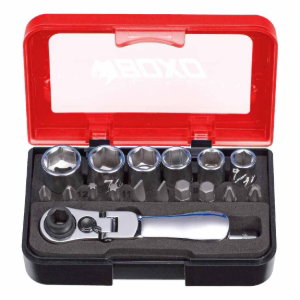 18 Pc 1/4" Socket Set with 1/4" Flex Dual Function Ratchet