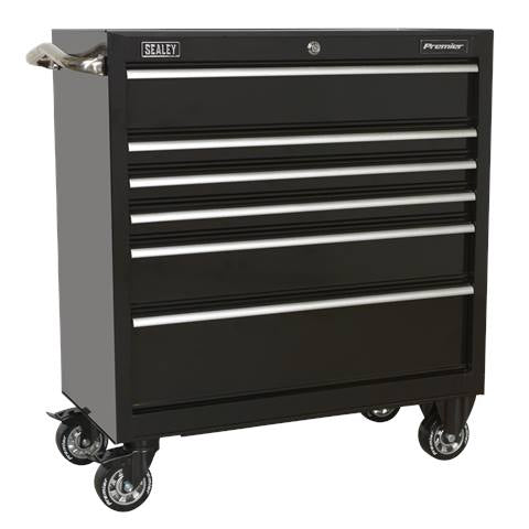 Premier™ Heavy-Duty Rollcab 930mm 6 Drawer - Black