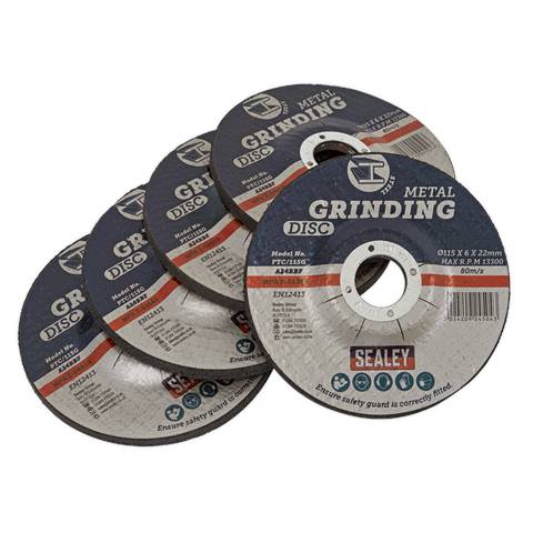 115 x 6mm Grinding Disc 22mm Bore - Pack of 5