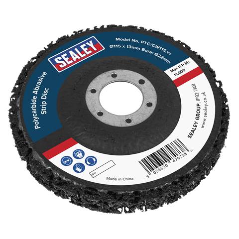 115 x 13mm Polycarbide Abrasive Strip Disc 22mm Bore - Black