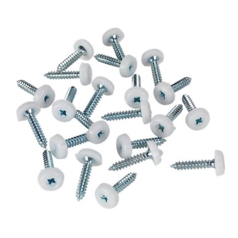 Numberplate Screw with Plastic Enclosed Head 4.8 x 24mm, White - Pack of 50
