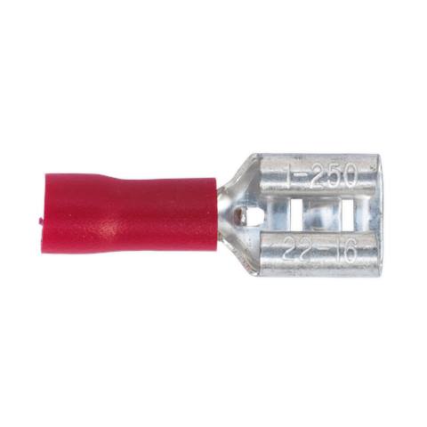 Push-On Female Terminal 6.3mm, Red - Pack of 100
