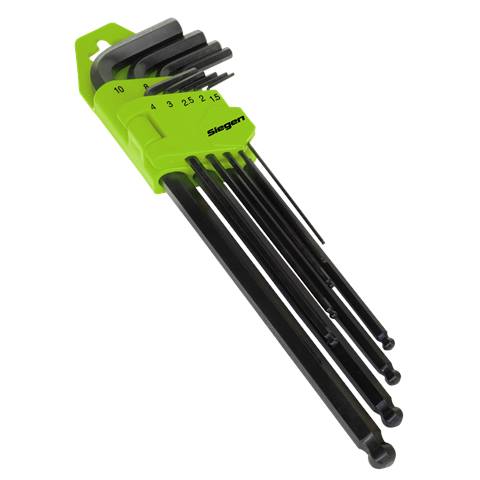 Siegen Extra-Long Ball-End Hex Key Set 9pc