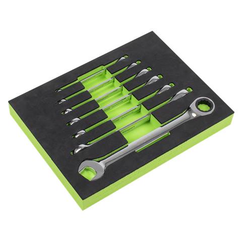 Siegen Combination Ratchet Spanner Set with Tool Tray 7pc