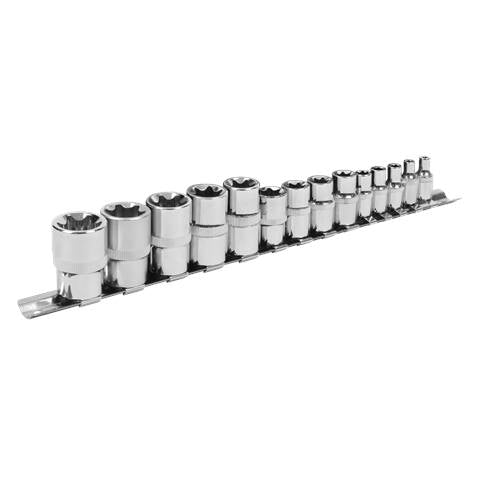 Siegen TRX-Star* Socket Set E4-E24 1/4", 3/8" & 1/2"Sq Drive 14pc