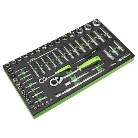Siegen Socket Set with Tool Tray 1/4" & 1/2"Sq Drive 62pc