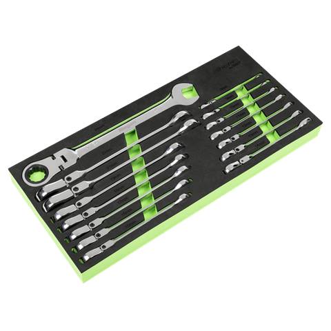 Flexi-Head Combination Ratchet Spanner Set 15pc
