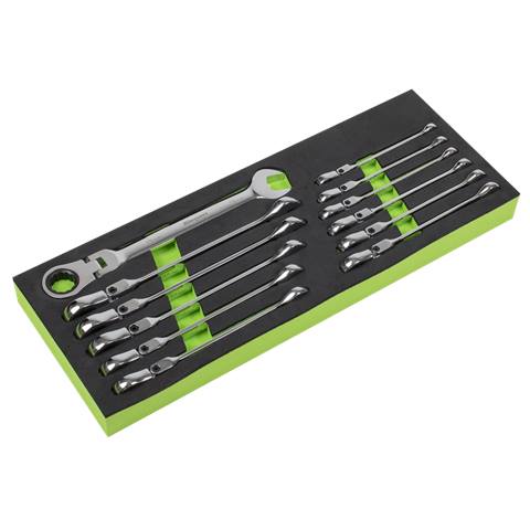 Siegen Flexi-Head Combination Ratchet Spanner Set 12pc