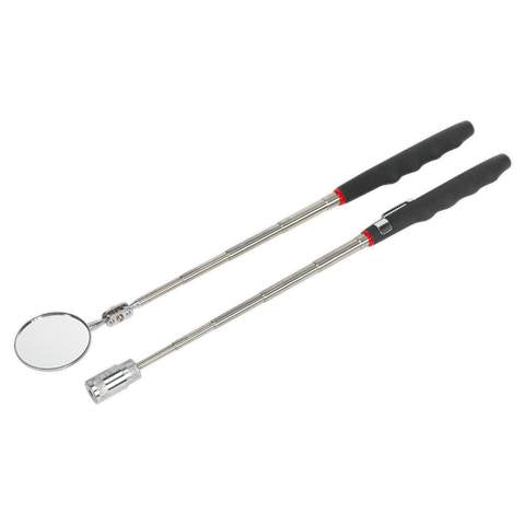 Siegen Telescopic Magnetic LED Pick-Up Tool & Inspection Mirror Set 2pc