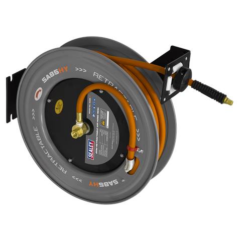 20m Retractable High-Visibility Hybrid Air Hose with Steel Reel 10mm ID