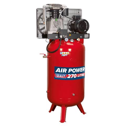 270L Vertical Belt Drive Air Compressor with Cast Cylinders 7.5hp 2-Stage