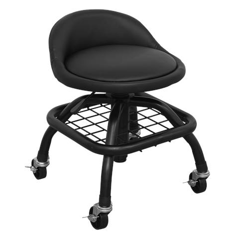 Premier Industrial Pneumatic Creeper Stool with Adjustable Height Swivel Seat & Back Rest
