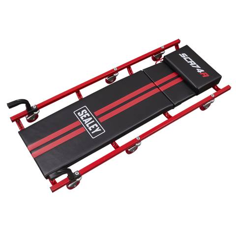 American-Style Deluxe Creeper with Steel Frame, 6 Wheels & Adjustable Headrest 40"