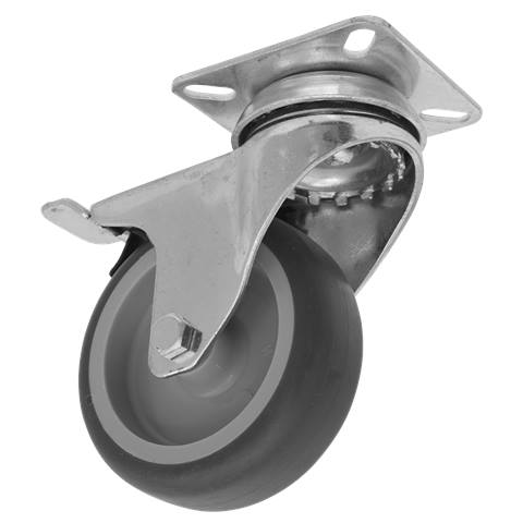 75mm Castor Wheel with Swivel Plate & Total Lock