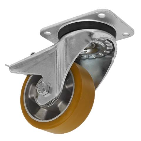 125mm Castor Wheel with Swivel Plate & Total Lock