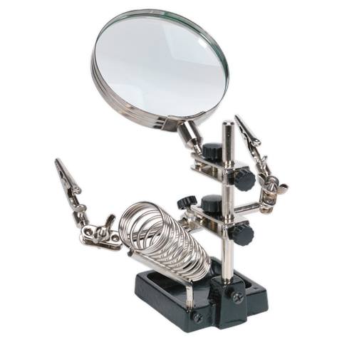 Mini Robot Soldering Stand with Magnifier & Iron Holder