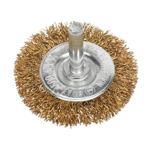 50mm Crimped Flat Wire Brush with 6mm Shaft