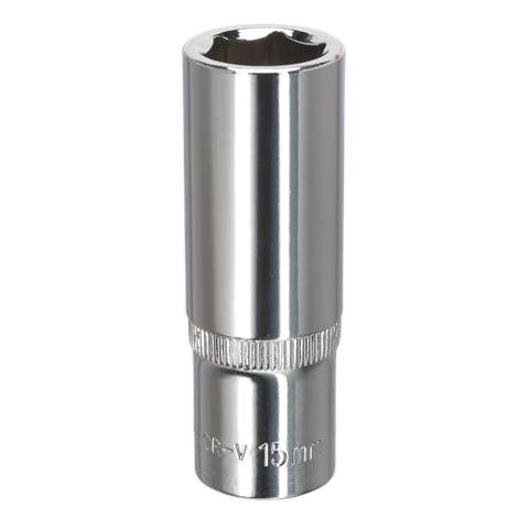 Premier Fully Polished Deep Socket 3/8"Sq Drive 15mm