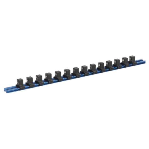 Premier Aluminium Socket Retaining Rail with 14 Clips 1/2"Sq Drive
