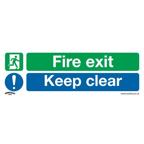 Worksafe® Fire Exit Keep Clear Safety Sign - Rigid Plastic