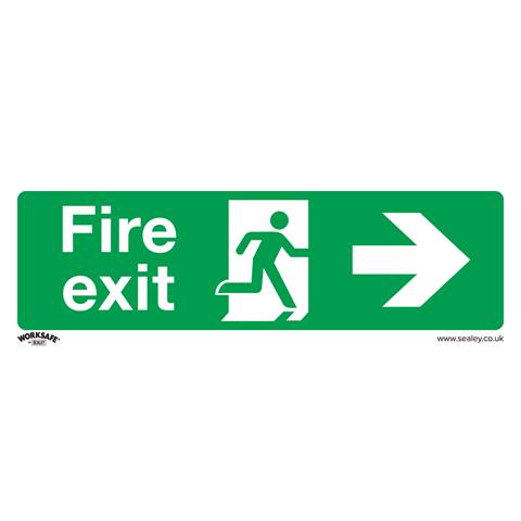 Worksafe® Fire Exit (Right) Safety Sign - Self-Adhesive Vinyl