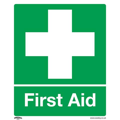 Worksafe® First Aid Safety Sign - Self-Adhesive Vinyl