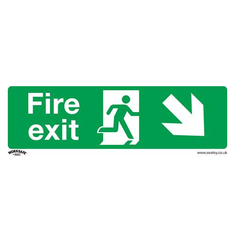 Worksafe® Fire Exit (Down Right) Safety Sign - Rigid Plastic