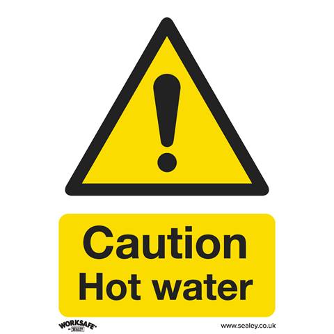 Worksafe® Caution Hot Water Safety Sign- Rigid Plastic