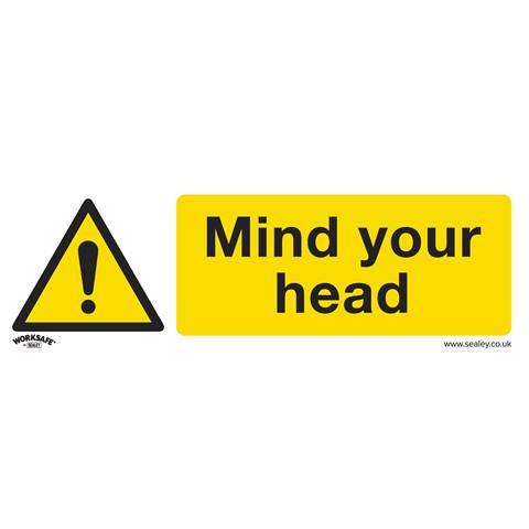 Worksafe® Mind Your Head Safety Sign - Self-Adhesive Vinyl