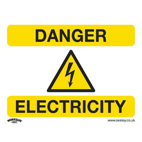 Worksafe® Danger Electricity Safety Sign - Rigid Plastic