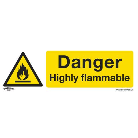Worksafe® Danger Highly Flammable Safety Sign - Self-Adhesive Vinyl