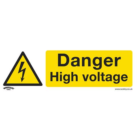 Worksafe® Danger High Voltage Safety Sign, Self-Adhesive Vinyl - Pack of 10
