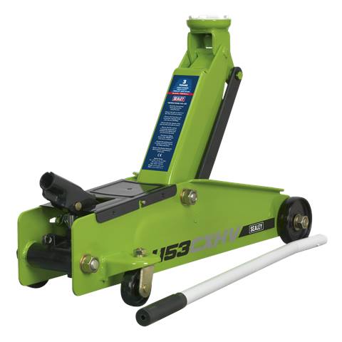Heavy-Duty Long Reach Trolley Jack 3 Tonne - Green