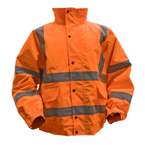 Worksafe® Hi-Vis Orange Jacket with Quilted Lining, Elasticated Waist & Cuffs - Large