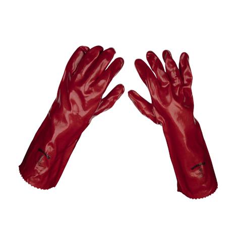 Worksafe® PVC Gauntlets 450mm, Red - Pair