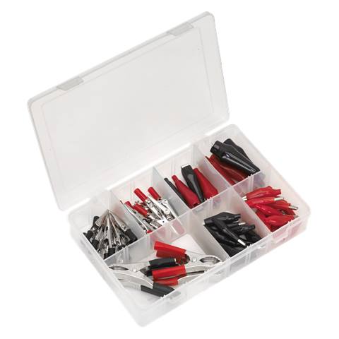 Crocodile Clip Assortment 60pc - Black & Red