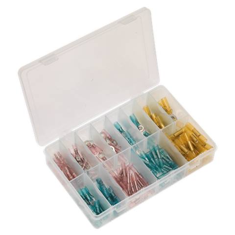 Adhesive Lined Heat Shrink Terminal Assortment 142pc - Blue, Red & Yellow