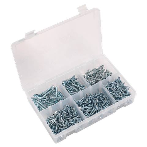 Zinc Plated Self-Tapping Countersunk Pozi Screw Assortment 510pc - DIN 7982